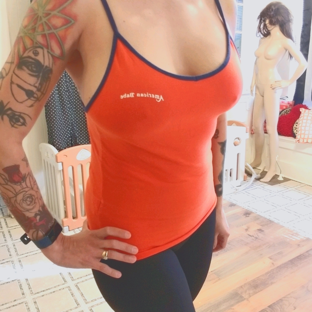 "American Babe" Red/Orange Tank! Forever 21 L